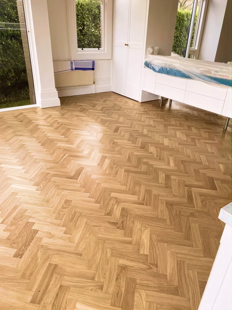 Herringbone parquet installation